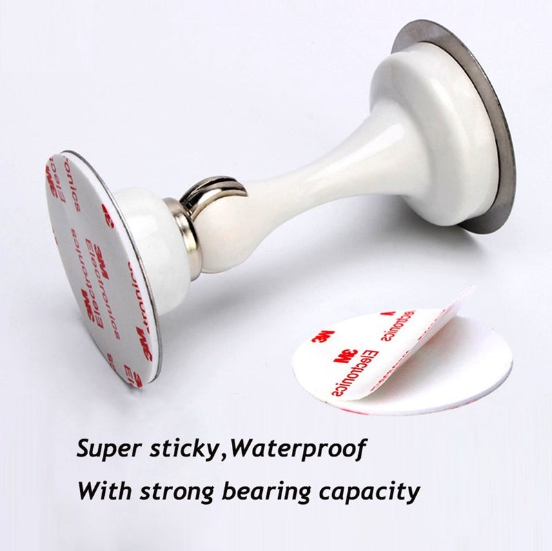 Hurinan Door Stopper,Magnetic Door Stop,Stainless Steel Door Catch,Double-Sided Adhesive Tape No Need to Drill. Better Protection for Walls (White) - Image 3